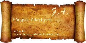 Fényes Adalbert névjegykártya